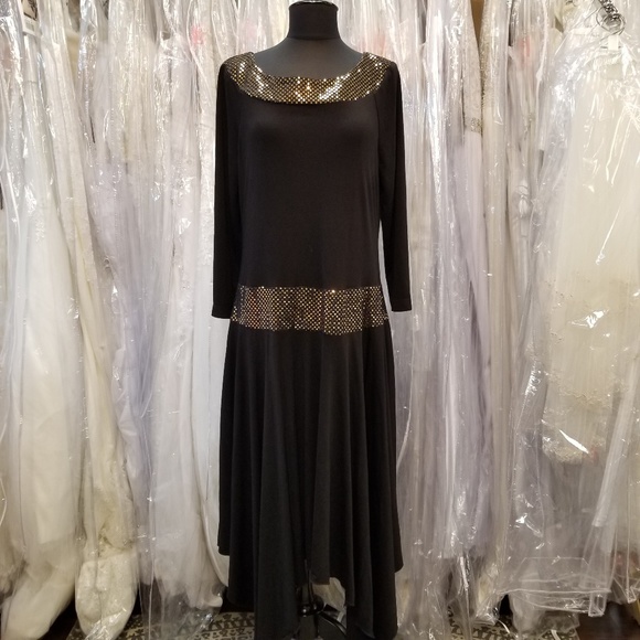 Vintage Dresses & Skirts - ⚡SALE⚡Black Flapper Style Jersey Dress